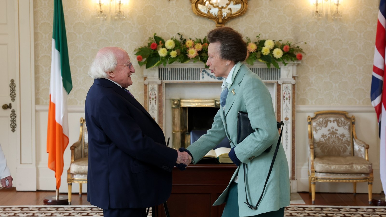 President Higgins meets Princess Anne at Áras