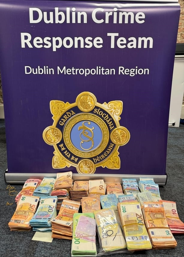 Seized cash on display