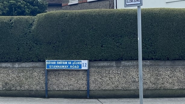 A view of the Stannaway Road sign in Crumlin