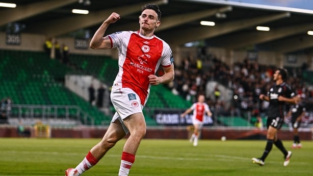 Simon Power of St Patrick's Athletic after scoring against Besiktas in 2025 Conference League