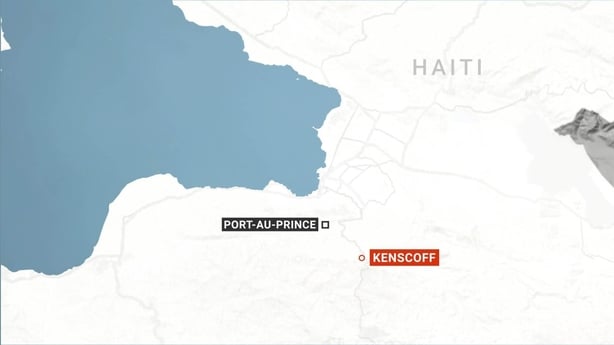 A map showing the distance between Port-Au-Prince and Kenscoff in Haiti