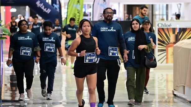 People pictured taken part in the so-called Dubai Mallathon on Saturday