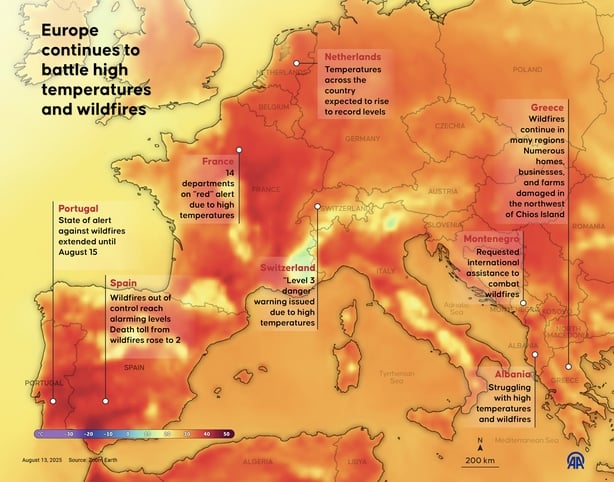 infographic on high temperatures in europe 