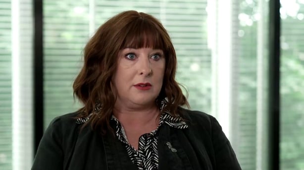 A woman being interviewed