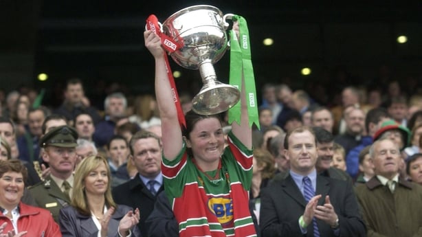 All-Ireland winning captain Mayo Helena Lohan lifts the Brendan Martin Cup in 2003