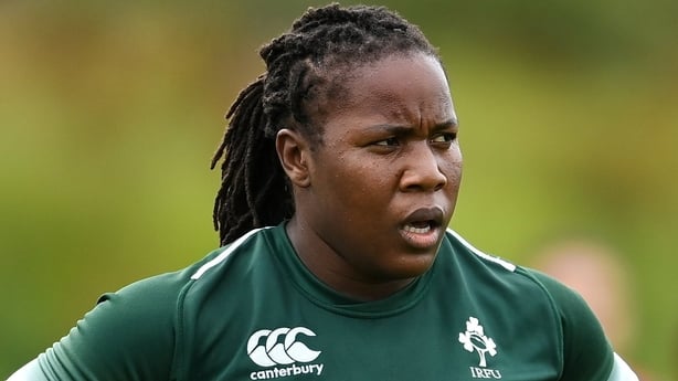 6 August 2025; Linda Djougang during an Ireland Women Rugby squad training session at the IRFU High Performance Centre in Dublin. Photo by David Fitzgerald/Sportsfile