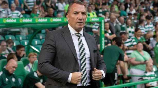 GLASGOW, SCOTLAND - AUGUST 15: Celtic Manager Brendan Rodgers during a Premier Sports Cup Second Round match between Celtic and Falkirk at Celtic Park, on August 15, 2025, in Glasgow, Scotland. (Photo by Craig Williamson/SNS Group via Getty Images)