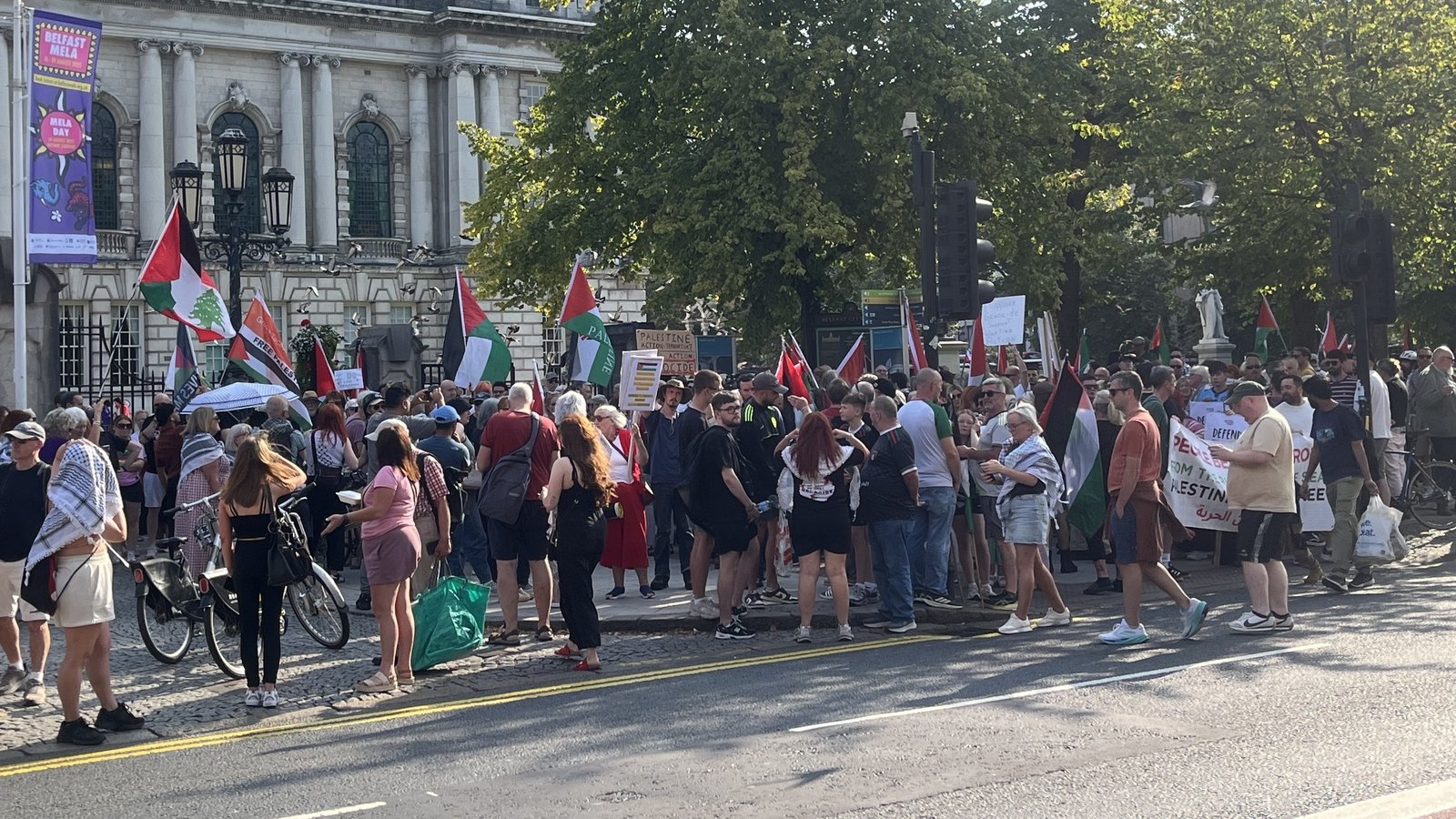Protest held in support of Palestine Action in Belfast