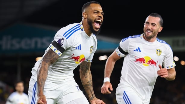 LEEDS, ENGLAND - AUGUST 18: Lukas Nmecha of Leeds United celebrates after scoring a goal to make it 1-0 during the Premier League match between Leeds United and Everton at Elland Road on August 18, 2025 in Leeds, England. (Photo by Robbie Jay Barratt - AMA/Getty Images)