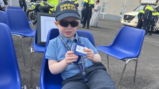 Honourary garda Ciaran Bracken sitting on a chair in Templemore