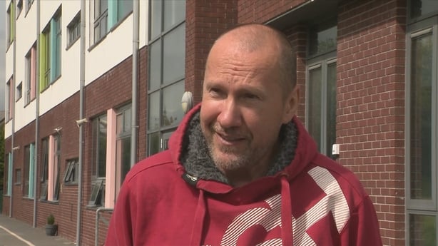 Caretaker Alex Ignatov speaking to RTÉ News outside a school