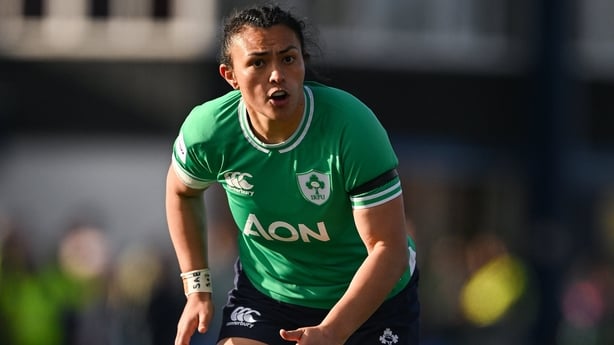 13 April 2024; Shannon Ikahihifo of Ireland during the Women's Six Nations Rugby Championship match between Ireland and Wales at Virgin Media Park in Cork. Photo by Brendan Moran/Sportsfile