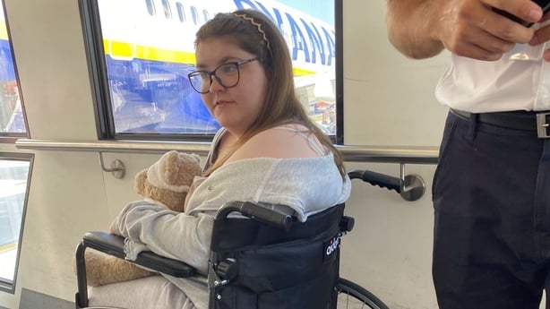 Nikita Clarke pictured sitting at Dublin Airport