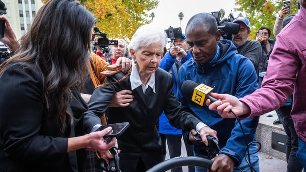 Los Angeles, CA - November 25:Joan VanderMolen, sister of Kitty Menendez, arrives to the Van Nuys Courthouse for Erik and Lyle Menendez hearing on Monday, November 25, 2024. The Menendez brothers were seeking to have their 1989 convictions reexamined in the shotgun murders of their parents in their 