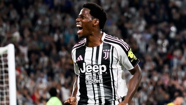 TURIN, ITALY - AUGUST 24: Jonathan David of Juventus FC celebrates Juventus first goal during the Serie A match between Juventus FC and Parma Calcio 1913 at Allianz Stadium on August 24, 2025 in Turin, Italy. (Photo by Daniele Badolato - Juventus FC/Juventus FC via Getty Images)