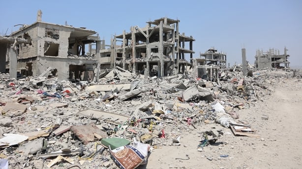 A picture shows rubble and destroyed buildings in the al-Tuffah neighbourhood of Gaza City 