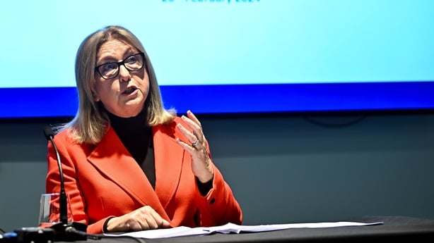 20 February 2024; Steering Committee Chairperson Mary McAleese speaking during the update on the integration process involving the Camogie Association, the GAA and LGFA, at Croke Park in Dublin. Photo by Sam Barnes/Sportsfile