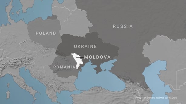 A map showing where Moldova is located