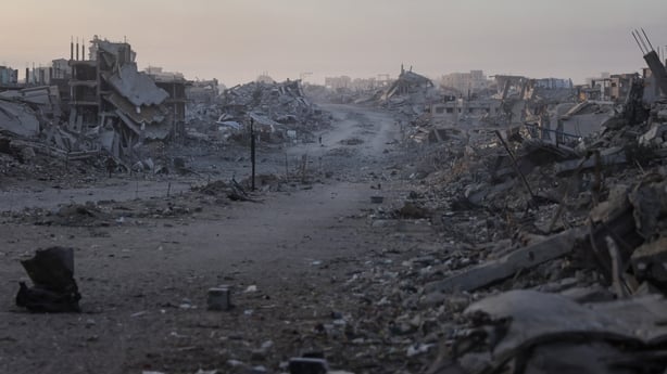 piles of rubble in Saftawi neighbourhood, west of Jabalia in northern Gaza 