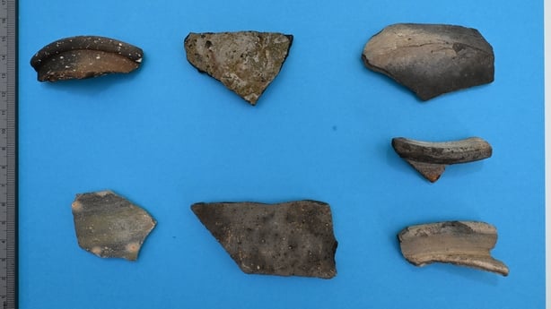 A picture of broken pieces of pottery recovered following excavation works at the former Mother and Baby Home in Tuam 