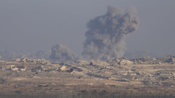 Smoke rises after Israeli forces carry out strikes on a neighbourhood in Gaza City
