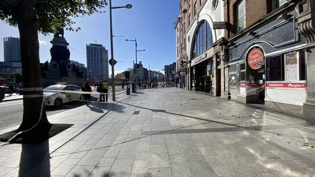 A section of O'Connell Street is tapped off following a serious assault in Dublin city centre 