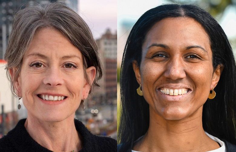 Seattle City Council Position 9 candidates, Sara Nelson, left, and Dionne Foster.