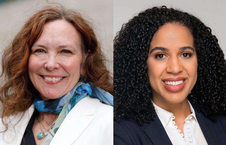 Seattle City Attorney Ann Davison, left and candidate Erika Evans.
