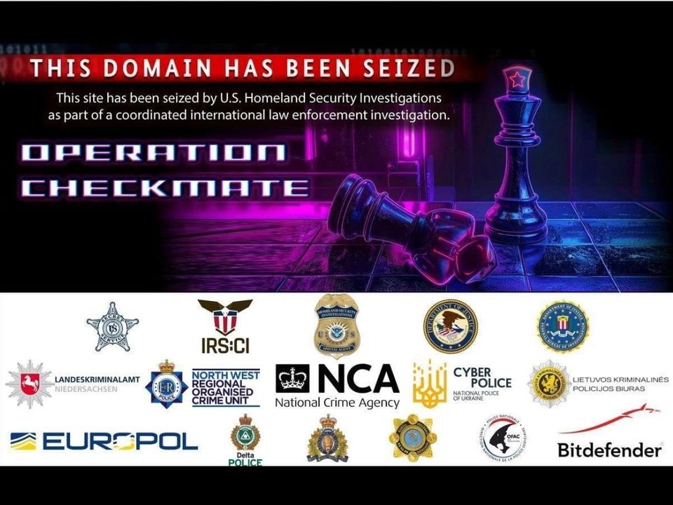 A copy of the ‘splashscreen’ image which has replaced the seized domains