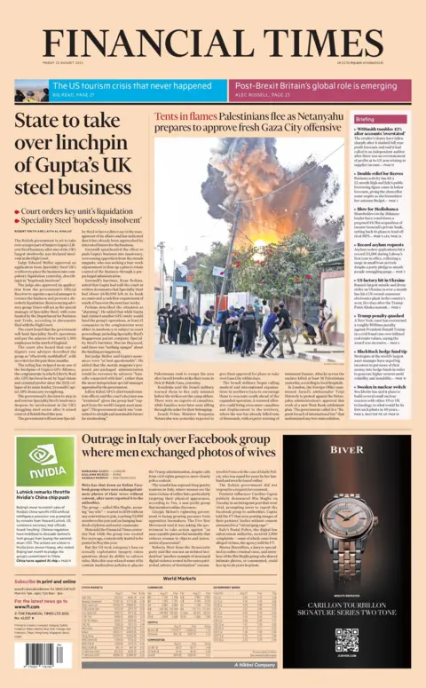 "State to take over linchpin of Gupta's steel business" reads the headline on the front page of the Financial Times.