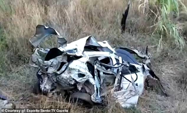 The couple's wrecked vehicle was located near the base of the mountain