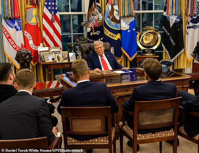 President Trump addressed world leaders from behind the Resolute Desk in the Oval Office Monday, prompting speculation he was trying to cover up his swollen ankles