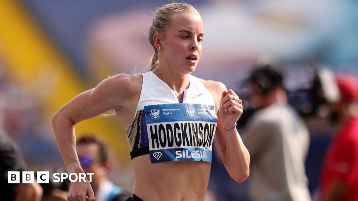 Keely Hodgkinson celebrates winning in Silesia with world lead and meeting record placards