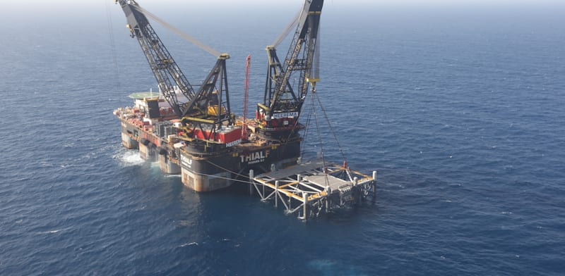 Leviathan rig Photo: Marc Sellem Jerusalem Post