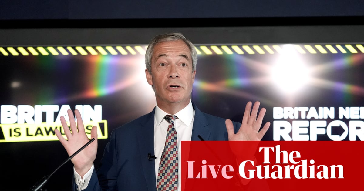 UK politics live: Farage announces defection of Leicestershire’s police and crime commissioner from Tories to Reform UK | Politics