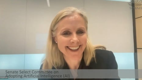 Chatbot interrupts Google executive during Australian Senate hearing on AI – video