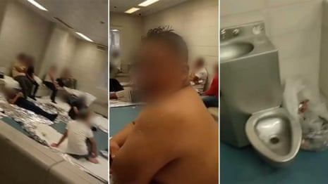 Footage reveals harsh conditions inside Ice’s New York City confinement centre – video
