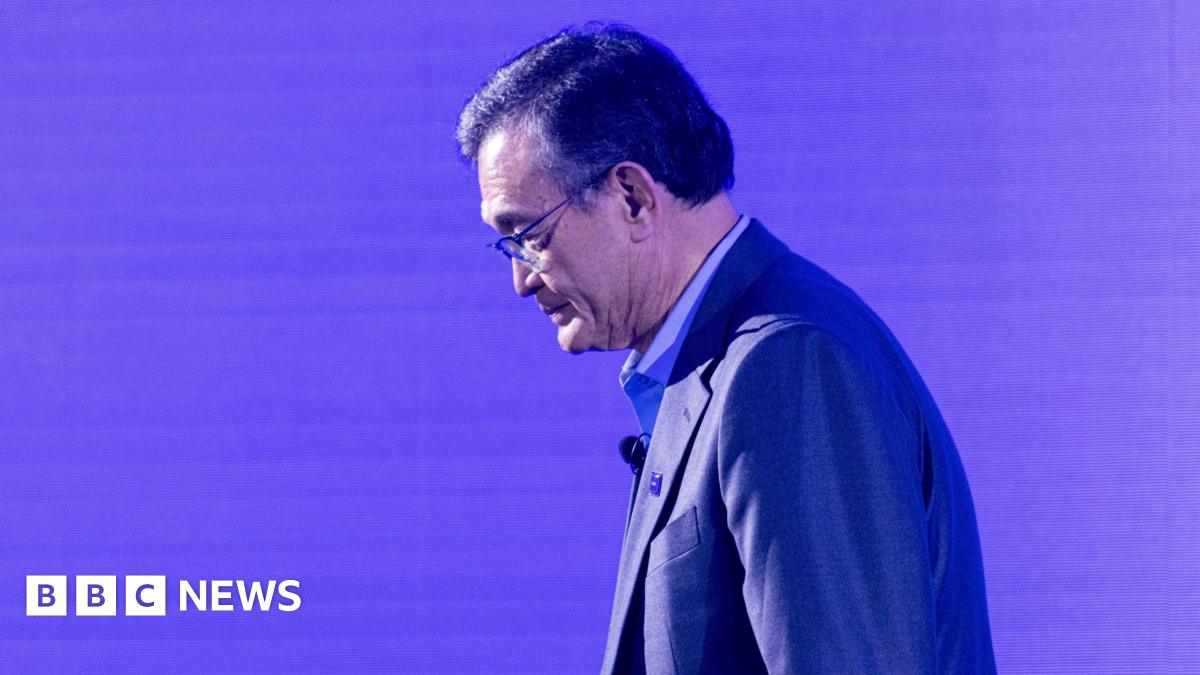 Lip-Bu Tan, chief executive officer of Intel Corporation, seen in profile, looking down during a news conference in Taipei, Taiwan, on Monday, May 19, 2025.