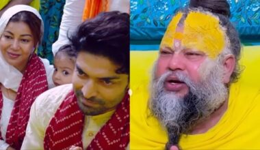 Debina Bonnerjee and Gurmeet Choudhary visit Premanand Maharaj's ashram in Mathura; she dances inside temple with kids