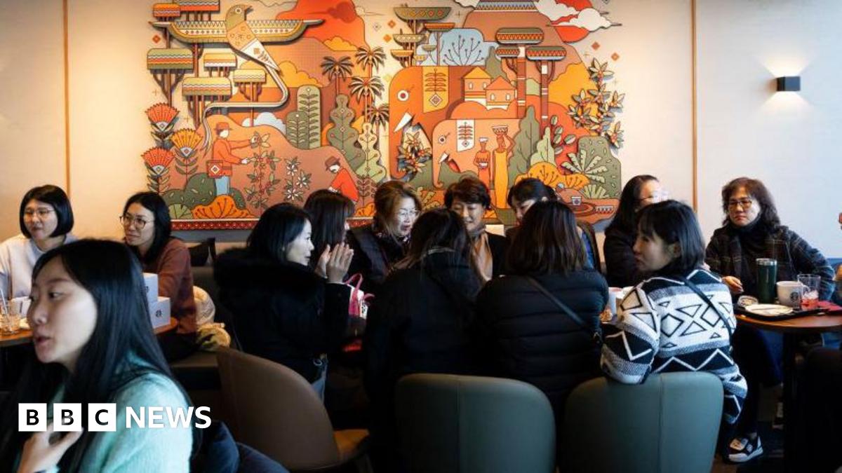 A busy Starbucks cafe in South Korea