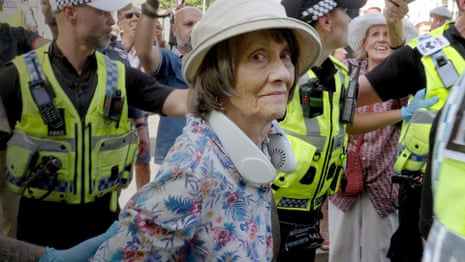 ‘I’m retired, and I’m not scared’: hundreds arrested at Palestine Action protest – video