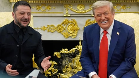 ‘I changed, you did not’: Zelenskyy jokes with reporter about suit – video 