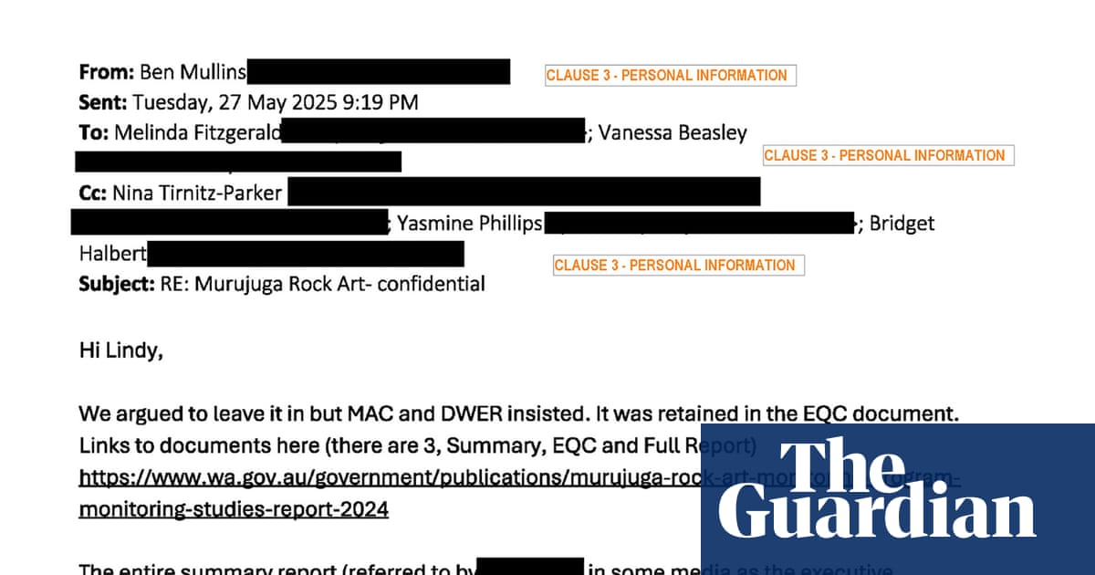 WA government put ‘very rosy spin’ on report into Woodside emissions at Murujuga, scientist’s private email says | Western Australia