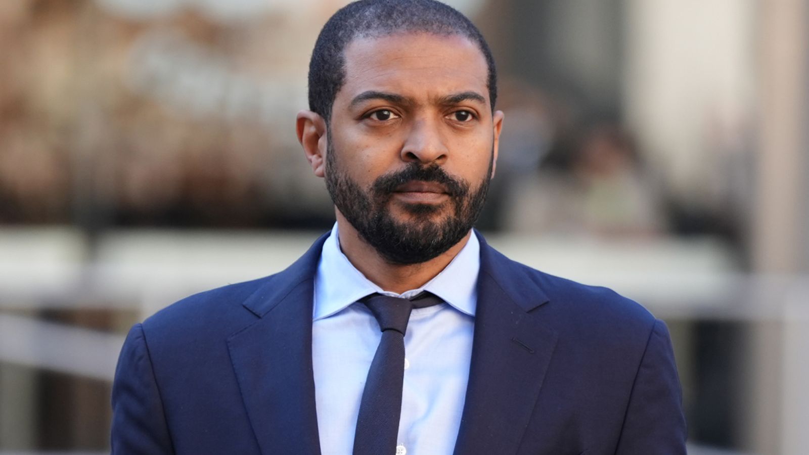 Noel Clarke outside court during the trial in April. Pic: PA