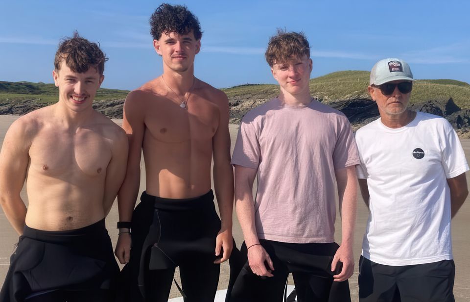 Maitiú Clerkin, Dualta Bracken, Turlagh McDaid, and Joe Herron who rescued local councillor Brian Carr and his son and a niece. Photo: North West newspix