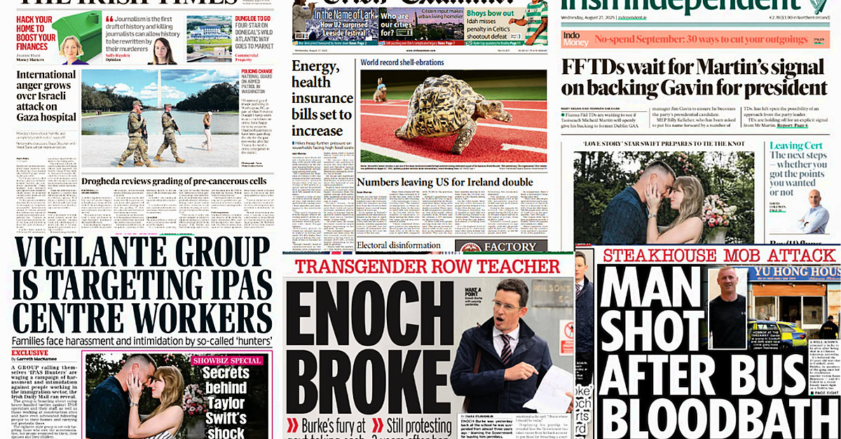What the papers say: Wednesday's front pages