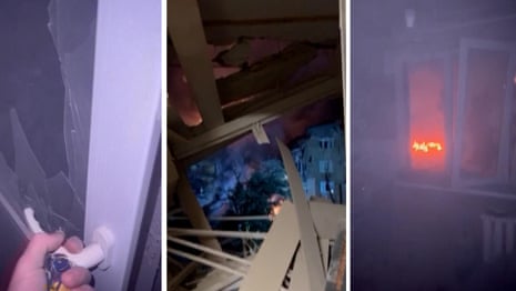 Kyiv resident films moments after missile hits residential building – video