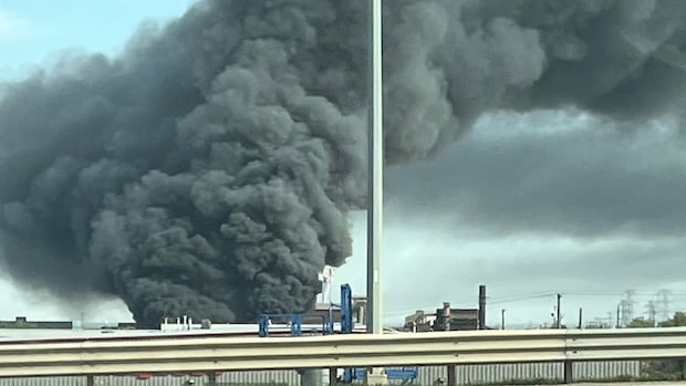 Firefighters battle blaze in industrial area east of Edmonton