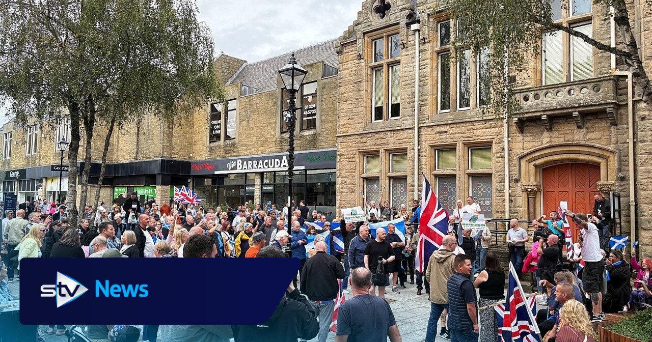 Hundreds gather for protests outside hotel housing asylum seekers in Falkirk