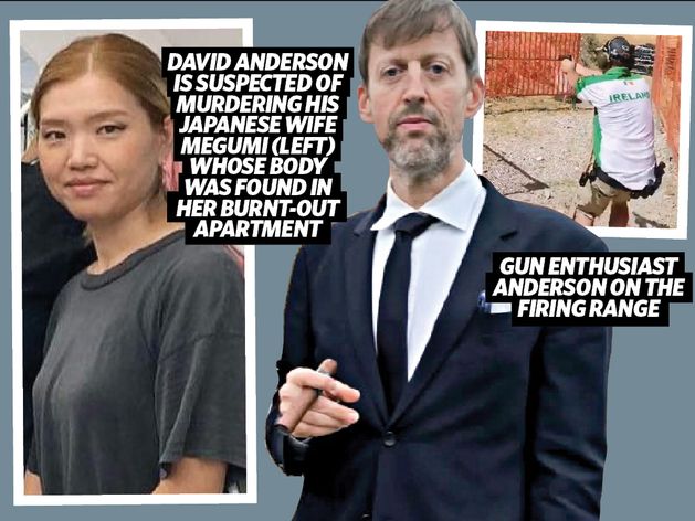 David Anderson: Face of gun-toting Irishman suspected of murdering Japanese wife